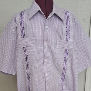 Lavender Checkered Casual Button Down Shirt